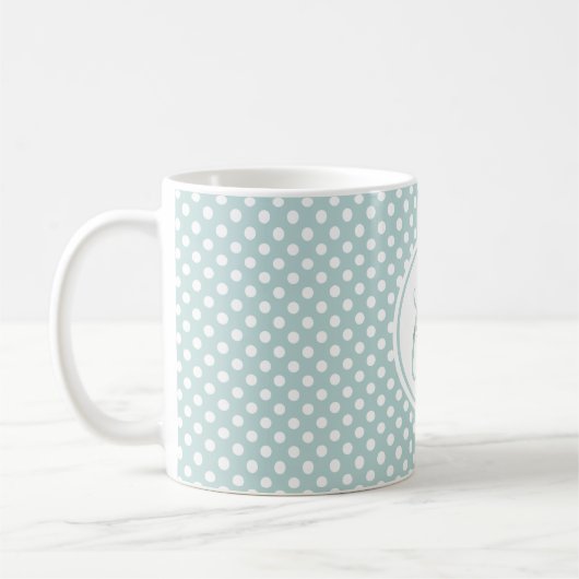 Mint Polka Dots Personalized Name Coffee Mok (Links)