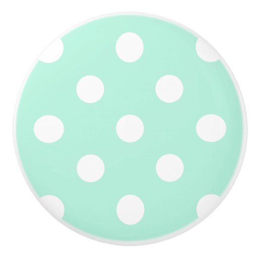 Mint polka-puntenknop/dragertrek keramische knop (Voorkant)