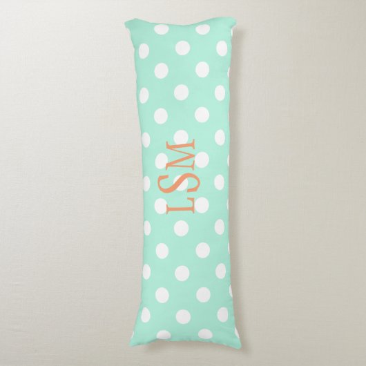 Mint polka stippen aangepaste lichaam kussen (Voorkant Verticaal)