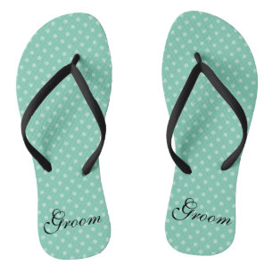Mint polka-stippen teenslippers voor huwelijksbrui
