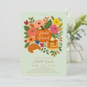 Mint Pompoen Bloemen Herfst Bruids Brunch Uitnodig Kaart (Staand voorkant)