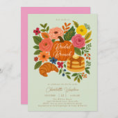 Mint Pompoen Bloemen Herfst Bruids Brunch Uitnodig Kaart (Voorkant / Achterkant)