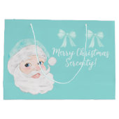 Mint Preppy Mint Santa Hat Gepersonaliseerde Kerst Groot Cadeauzakje (Achterkant)
