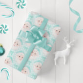 Mint Preppy Roze Pet Santa Mint Bows Polka Dot Cadeaupapier