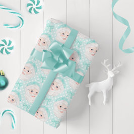 Mint Preppy Roze Pet Santa Mint Bows Polka Dot Cadeaupapier
