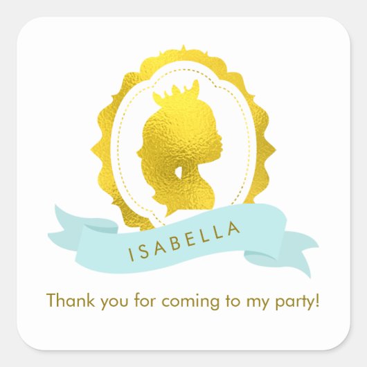 Mint Princess Cameo Birthday Vierkante Sticker (Voorkant)