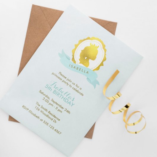 Mint Princess Cameo Girl Birthday Kaart