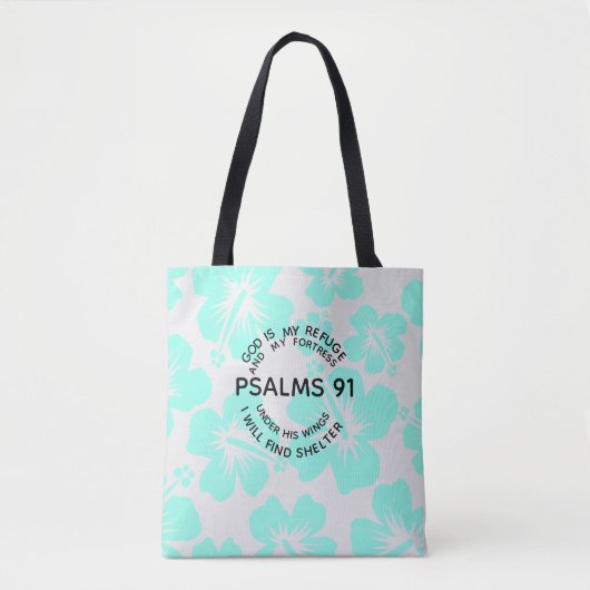 Mint psalms 91 flower tote bag (Voorkant)