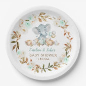 Mint Pumpkin Elephant Baby Shower Party Paper Plat Papieren Bordje (Voorkant)