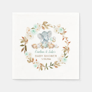 Mint Pumpkin Elephant Baby shower Party Servet