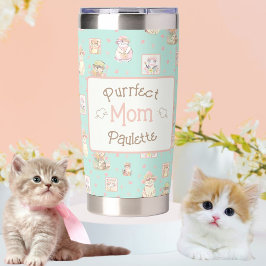 Mint Purrfect Moeder Kat Boho Spring Petten Geïsoleerde Drinkbeker