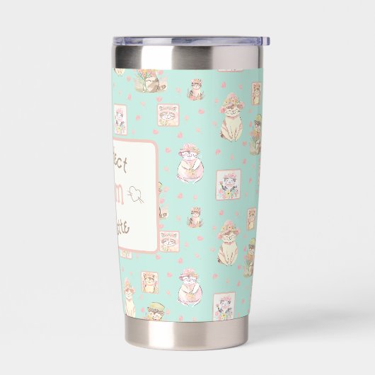 Mint Purrfect Moeder Kat Boho Spring Petten Geïsoleerde Drinkbeker (Links)