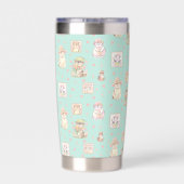 Mint Purrfect Moeder Kat Boho Spring Petten Geïsoleerde Drinkbeker (Achterkant)