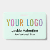 Mint PVC Naam Badge met Logo Clip Reel of Lanyard (Voorkant)