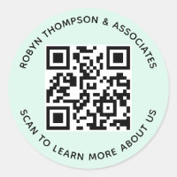 Mint QR Code Stickers Aangepaste Bedrijfsnaam Rond
