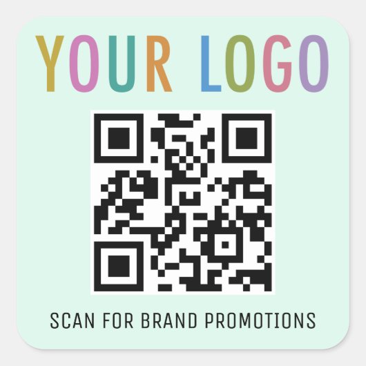 Mint QR Code Stickers voor Website met Logo Square (Voorkant)