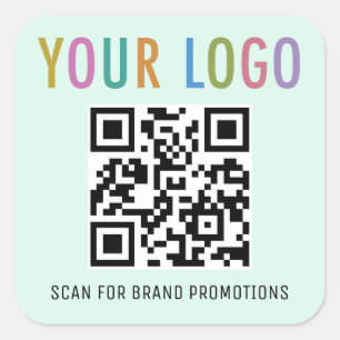 Mint QR-code-stickers voor website met vierkant lo Vierkante Sticker