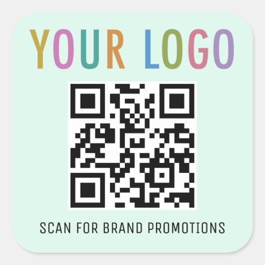Mint QR-code-stickers voor website met vierkant lo Vierkante Sticker (Voorkant)