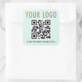 Mint QR-code-stickers voor website met vierkant lo Vierkante Sticker (Tas)