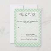 Mint Quatrefoil Bruiloft RSVP (Voorkant)
