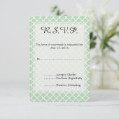 Mint Quatrefoil Bruiloft RSVP Kaartje (Staand voorkant)