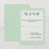 Mint Quatrefoil Bruiloft RSVP Kaartje (Voorkant / Achterkant)