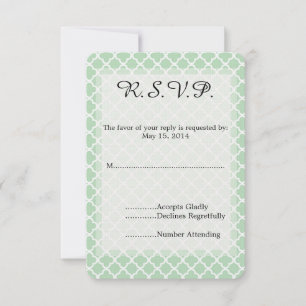 Mint Quatrefoil Bruiloft RSVP Kaartje