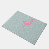 Mint Quatrefoil Monogram Flamingo Doormat Deurmat (Schuin)