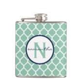 Mint Quatrefoil Monogram Heupfles (Voorkant)