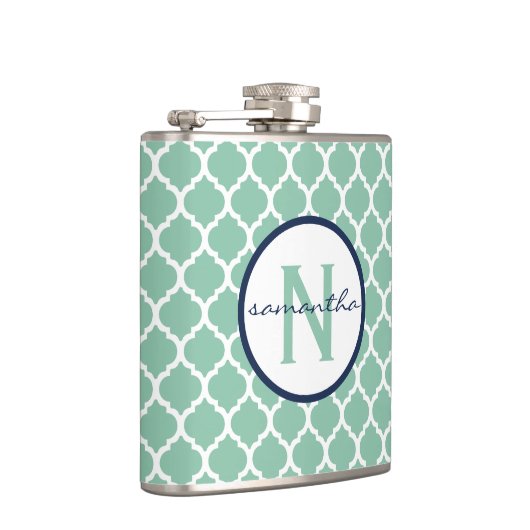 Mint Quatrefoil Monogram Heupfles (Rechts)