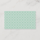 Mint Quatrefoil Patroon met Monogram Visitekaartje (Achterkant)