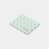 Mint Quatrefoil Patroon met Persoonlijke Naam Post-it® Notes (Schuin)