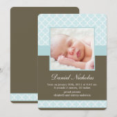 Mint Quatrefoil Pattern Foto-aankondigingen Baby Aankondiging (Voorkant / Achterkant)