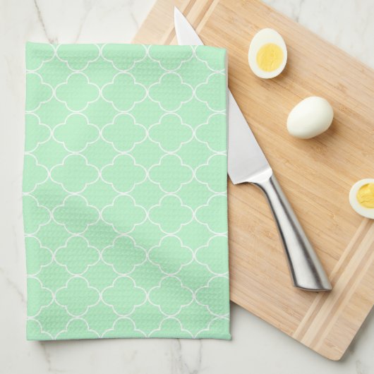 Mint Quatrefoil Theedoek (Quarter Fold)