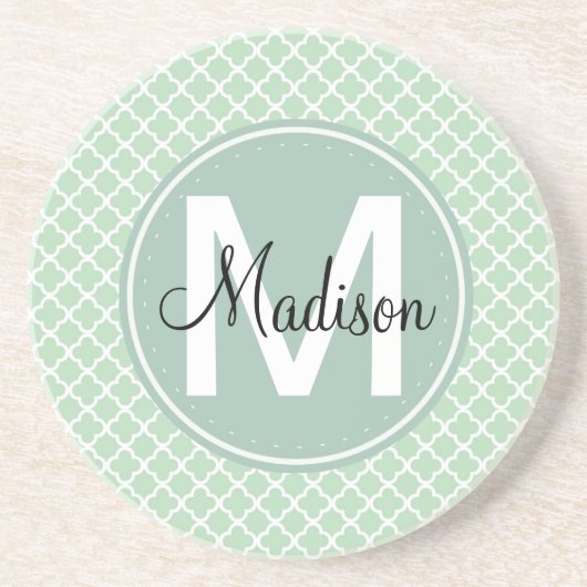 Mint Quatrefoil Zandsteen Onderzetter (Voorkant)