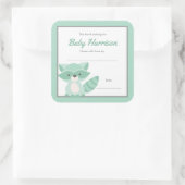 Mint Raccoon Baby shower Bookplate, neutraal Vierkante Sticker (Tas)