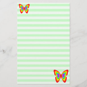 Mint Rainbow Butterflies Stationery Briefpapier