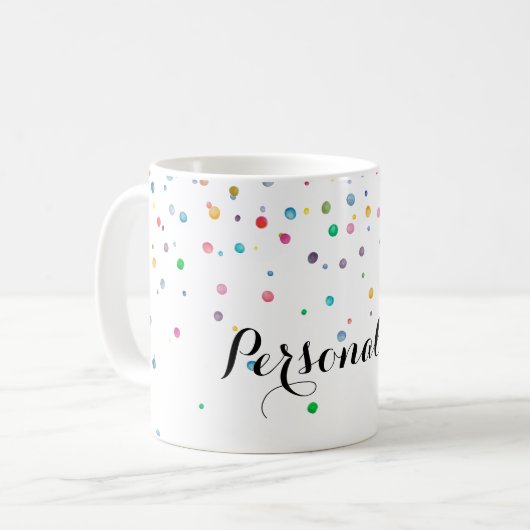 Mint Rainbow Confetti Stippen Koffiemok (Voorkant links)