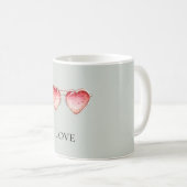 Mint Red Strawberry Heart Glasses Koffiemok (Voorkant rechts)