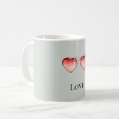 Mint Red Strawberry Heart Glasses Koffiemok (Voorkant links)