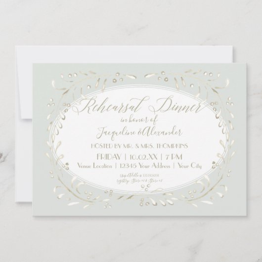 Mint Rehearsal Dinner Simple Wreater Branch Kaart (Voorkant)