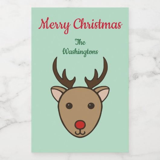 Mint Rendier Eten en Drinken Etiket Set (Enkel label)