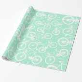 Mint  Retro Bicycle Boy's Name op Cadeaupapier (Uitgerold)