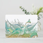 Mint Romantic Peacock Birds Wedding Kaart (Staand voorkant)