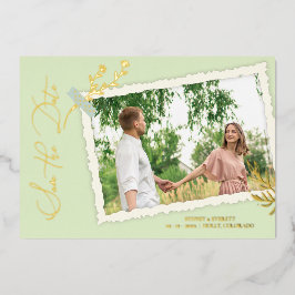 Mint Romantic Vintage Photo Album Scrapbook Folie Uitnodiging
