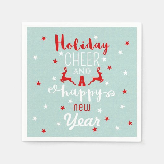 Mint Rood Wit Kerstmis Typografie Vakantie Cheer Servetten (Voorkant)