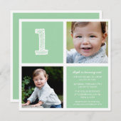 Mint Room for Squares First Birthday Party Photo Kaart (Voorkant / Achterkant)