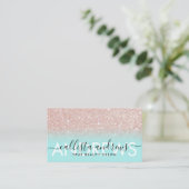 Mint Roos Gouden Glitter Ombre Make-up Haarsalon Visitekaartje (Staand voorkant)