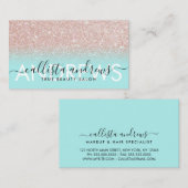 Mint Roos Gouden Glitter Ombre Make-up Haarsalon Visitekaartje (Voorkant / Achterkant)