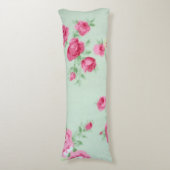 Mint Roos Shabby Chic Body Pillow 20 x 54 inch Lichaamskussen (Voorkant Verticaal)